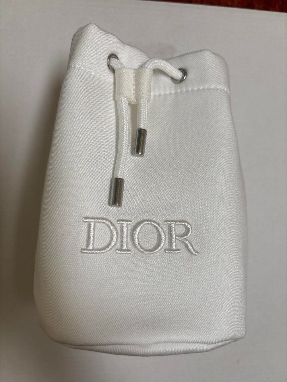 Dior White Drawstring Bucket Pouch Bag - New